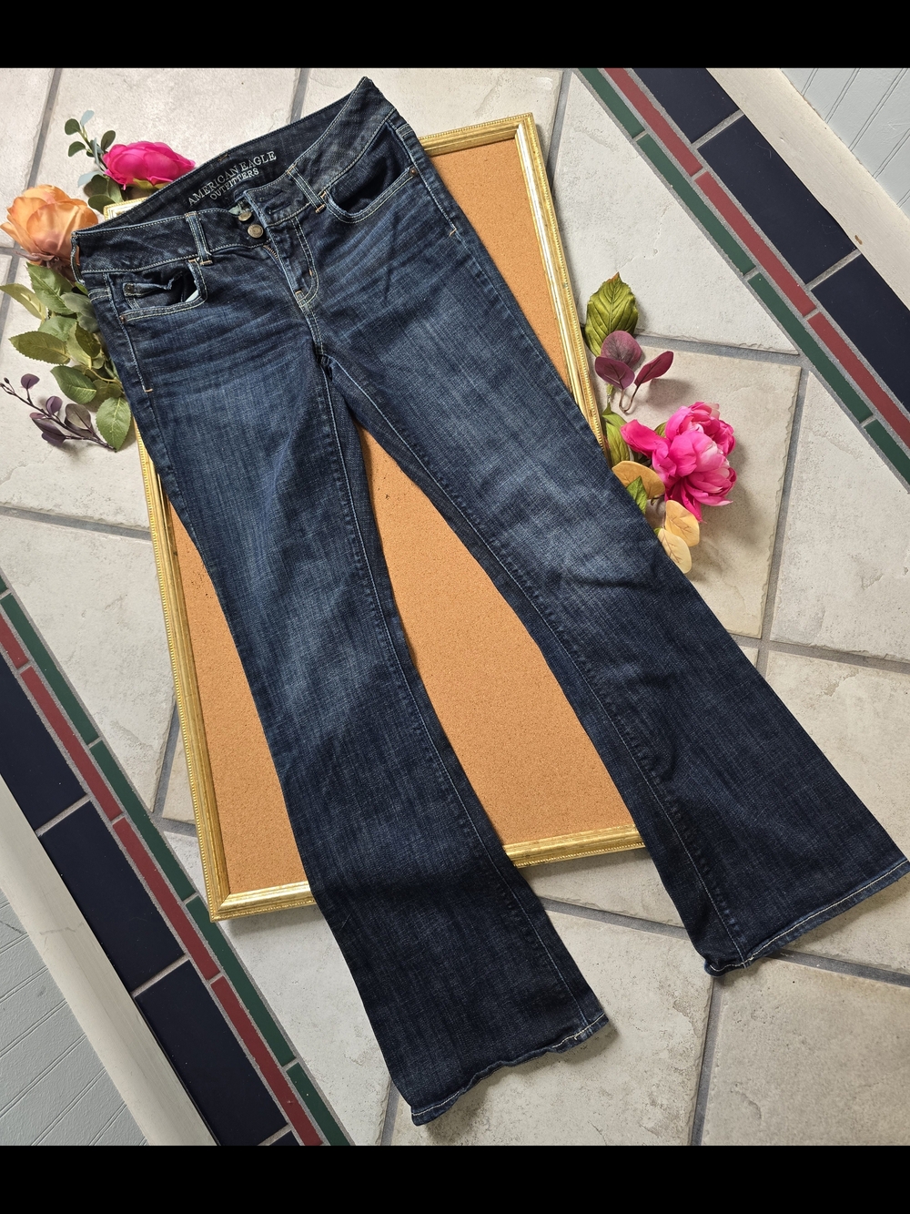 American Eagle Outfitters Dark Blue Artist Flare Jeans